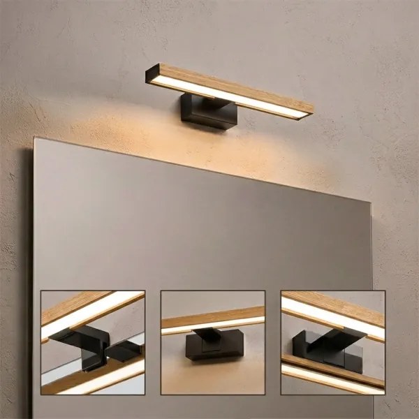Brilagi - WOODY MIRROR 3 az 1-ben fürdőszobai LED tükörvilágítás LED/8W/230V IP44 fekete/tölgy