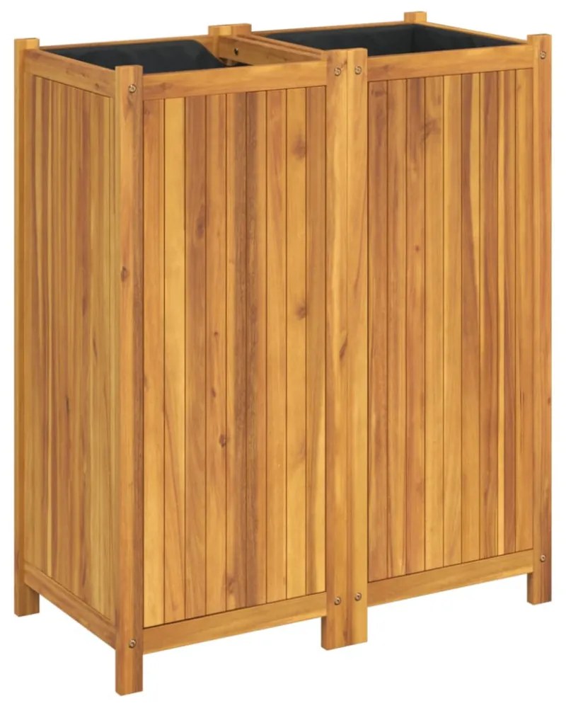 tömör akácfa kerti virágtartó béléssel 84 x 42 x 100 cm
