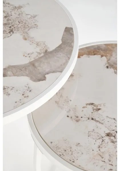 AURORO 2 db-os dohányzóasztal szett, bézs/fehér