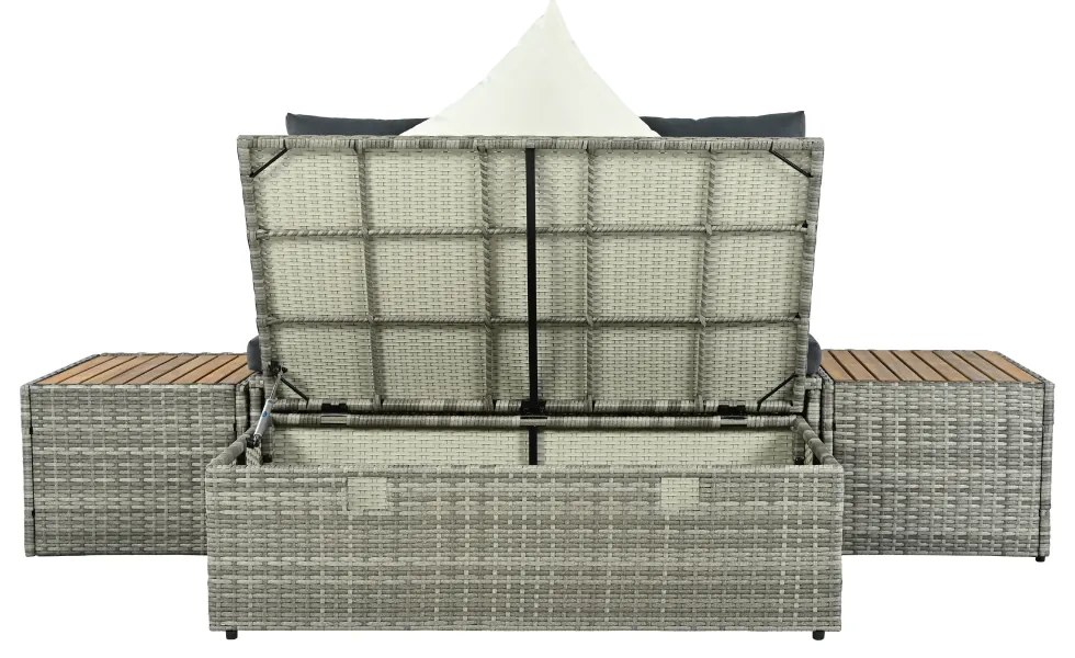 Kerti rattan szett DEBRA, szürke/természetes/krém