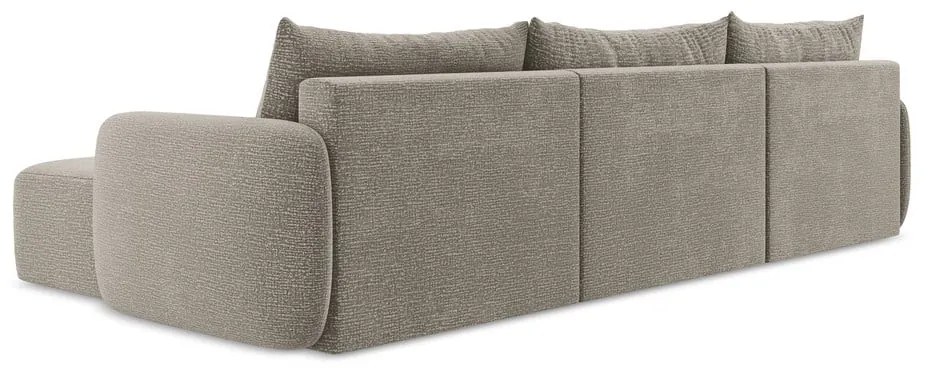 Bézs kinyitható-tárolóhelyes sarokkanapé Kalena – Makamii