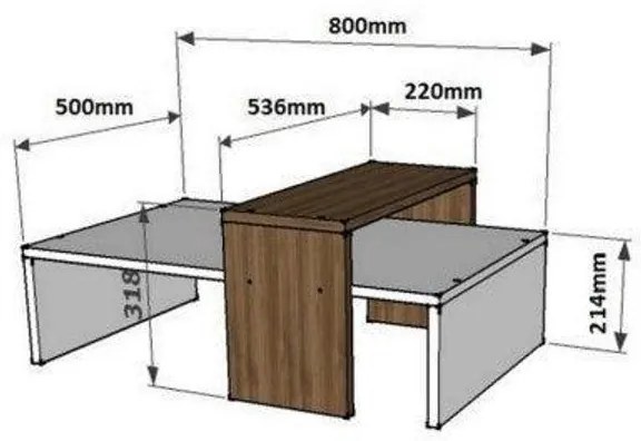Dohányzóasztal Glow - White, Walnut