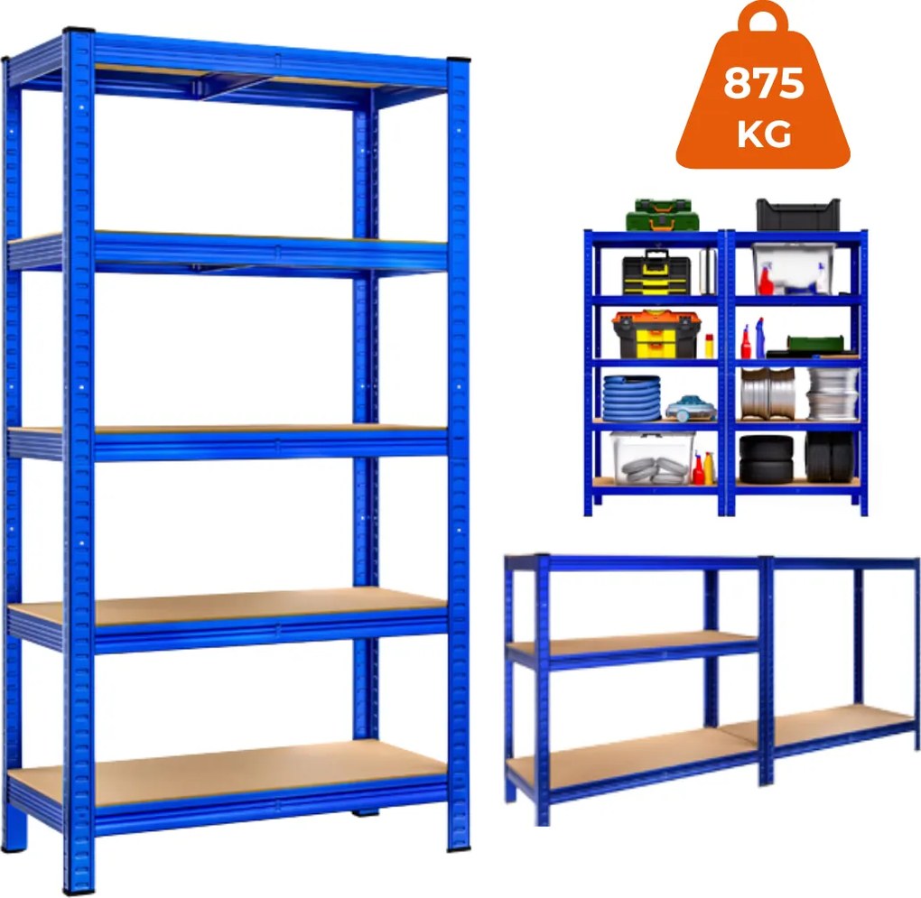 HEAVY nagy teherbírású polc, max 875kg, 90x40x180cm, kék Monzana