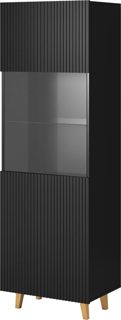 Pafos vitrin 182 cm fekete matt mart üvegezett modern