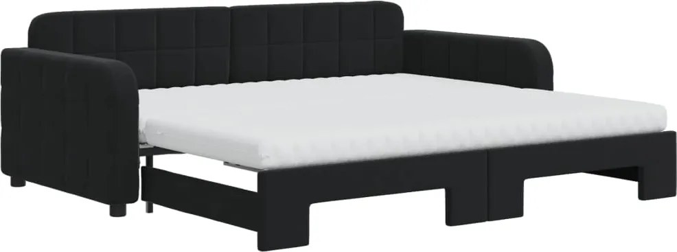 vidaXL fekete kihúzható bársony heverő matracokkal 90 x 190 cm