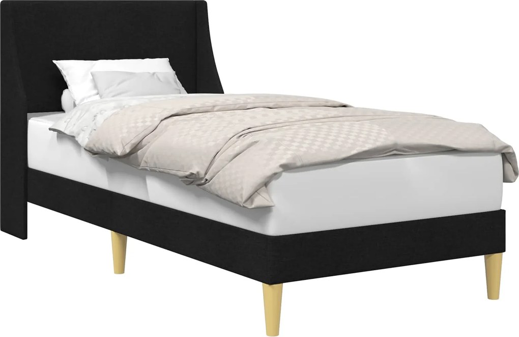 vidaXL Ágykeret fejtámlával Fekete 90 x 200 cm szövet