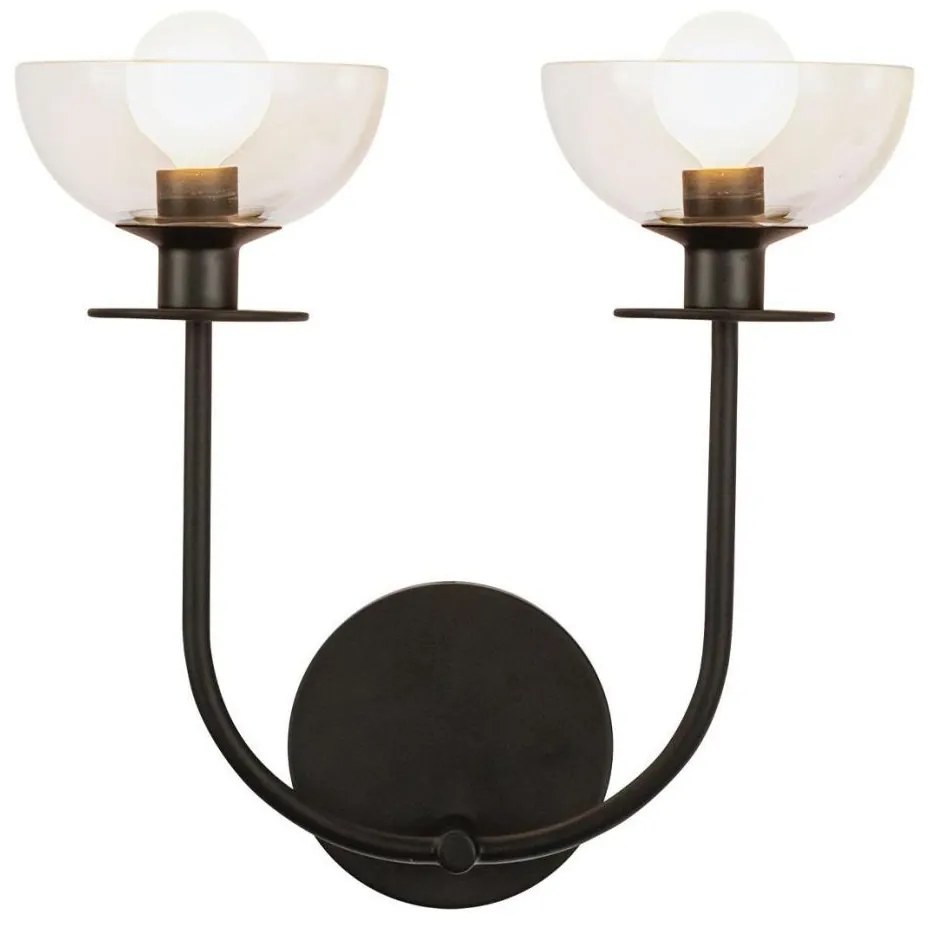 Alora Mood ALM-SYLVIA-2WB-BK-CL - SYLVIA fali lámpa 2xE14/40W/230V fekete