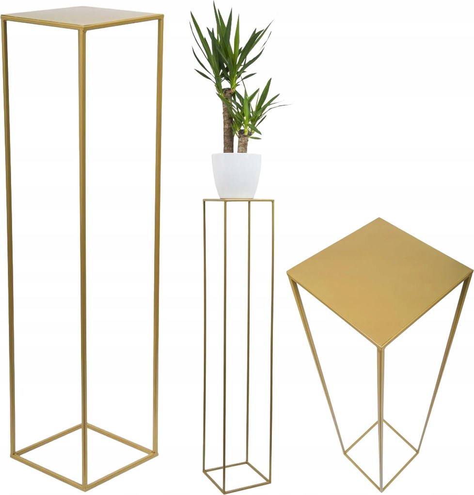 Virágágyás Állvány Fém Álló Loft Növénytartó 130 CM Arany