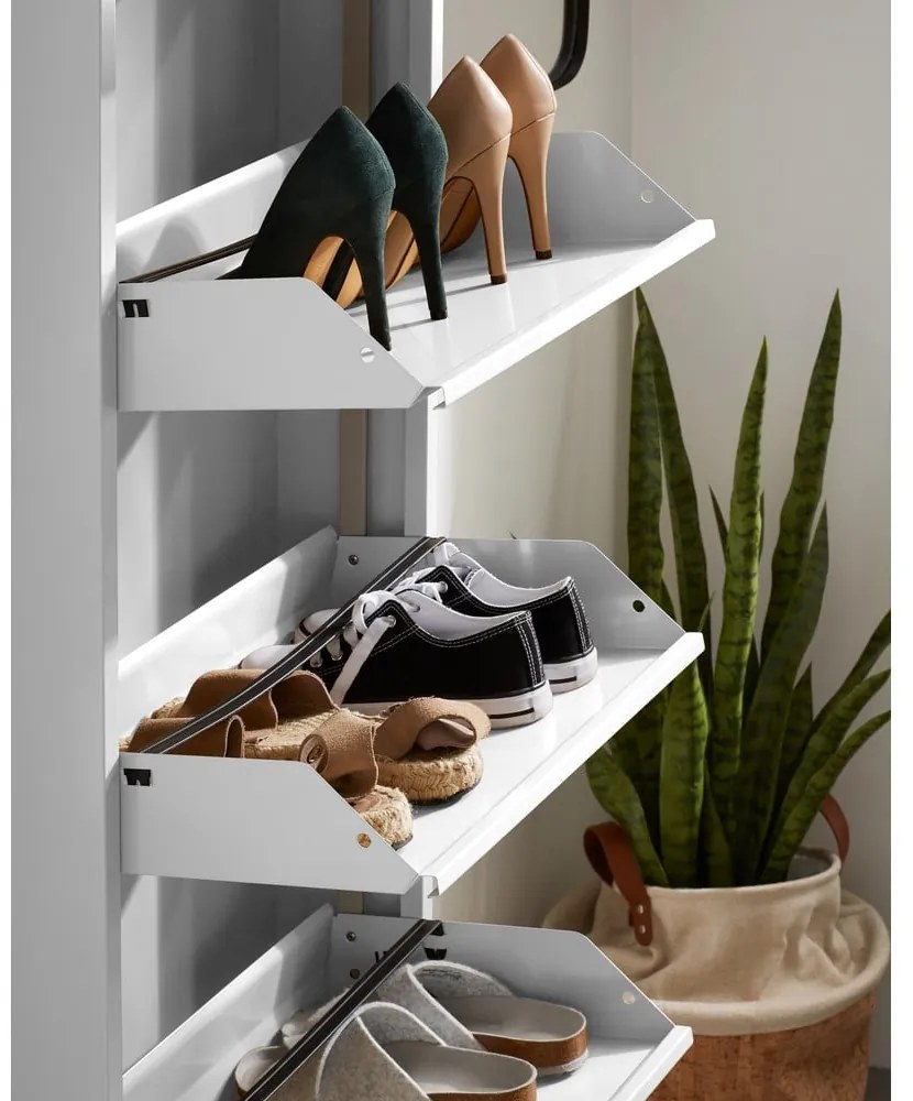 Fehér fém billenő ajtós cipőtartó 50x169x15 cm Ode – Kave Home