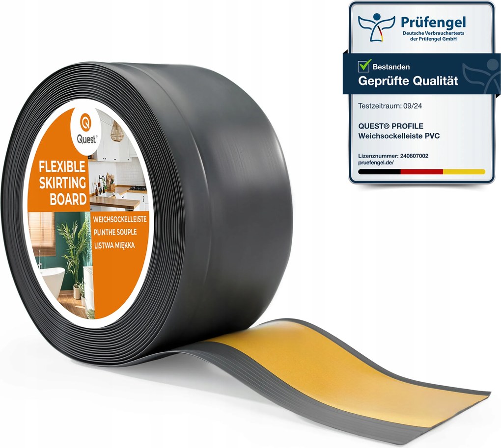 Lábazati szegélyléc, öntapadós Pvc 100/25 sötétszürke 1m