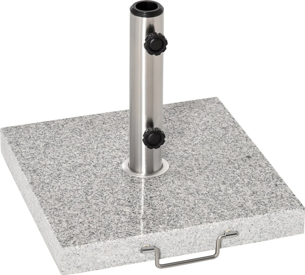 Outsunny Rozsdamentes Acél Napernyőtartó Fogantyúkkal, Félkör alakú Napernyőtartó, Napernyő súly Napernyőhöz Ø3.8-Ø4.8 cm, Teraszra, Balkonra, Kertbe,