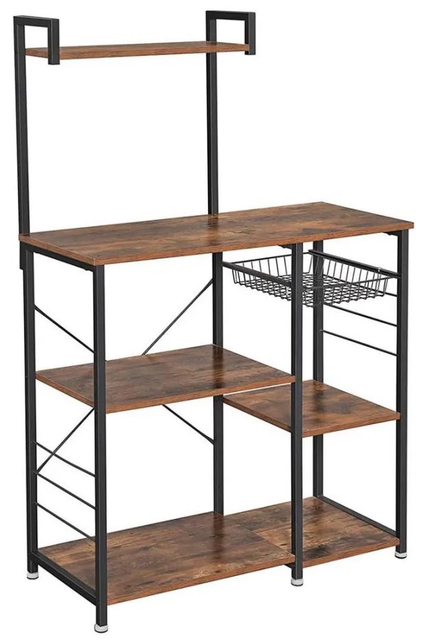 MARGE konyhai polcos állvány, barna/fekete