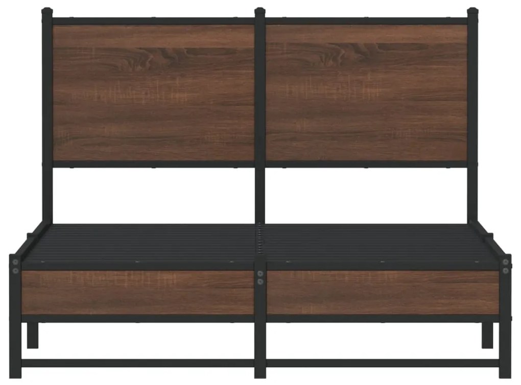 barna tölgy színű fém ágykeret matrac nélkül 120 x 200 cm
