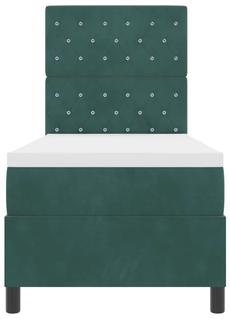 Boxspring Ágy Matrac Kétszemélyes Zöld 80x200 cm Bársony