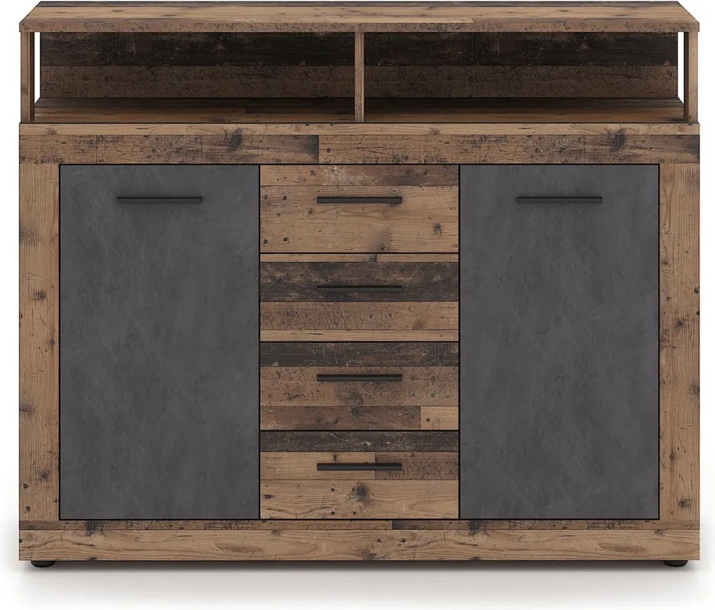 BLAGO MIDI B komód 119,5 cm sötét tölgy/fekete