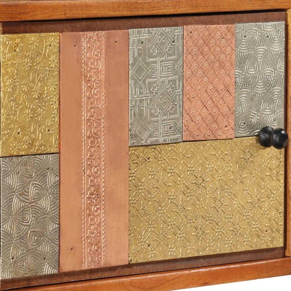 tömör akácfa és fém TV-szekrény ajtókkal 112 x 30 x 40 cm