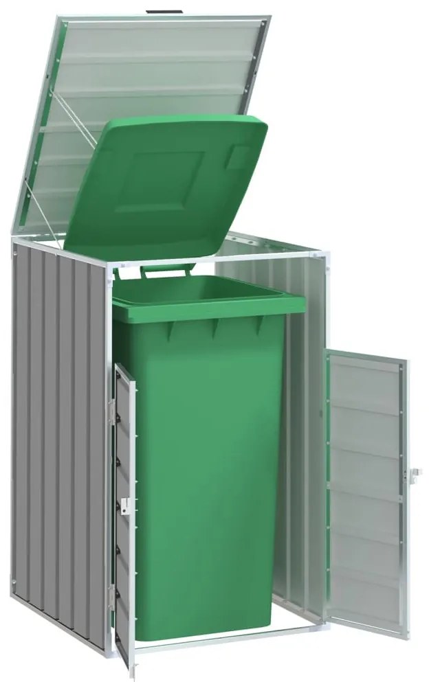 szürke acél kerekes szemetes tároló 1 szemeteskukához 72 x 81 x 115 cm