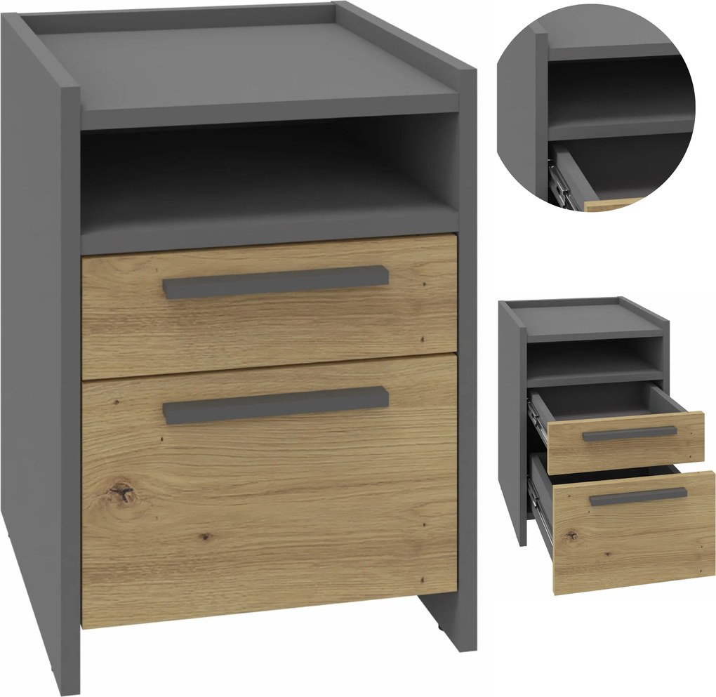 Éjjeliszekrény Altivo 1SW1SNO artisan-antracit éjjeliszekrény fiókos polc