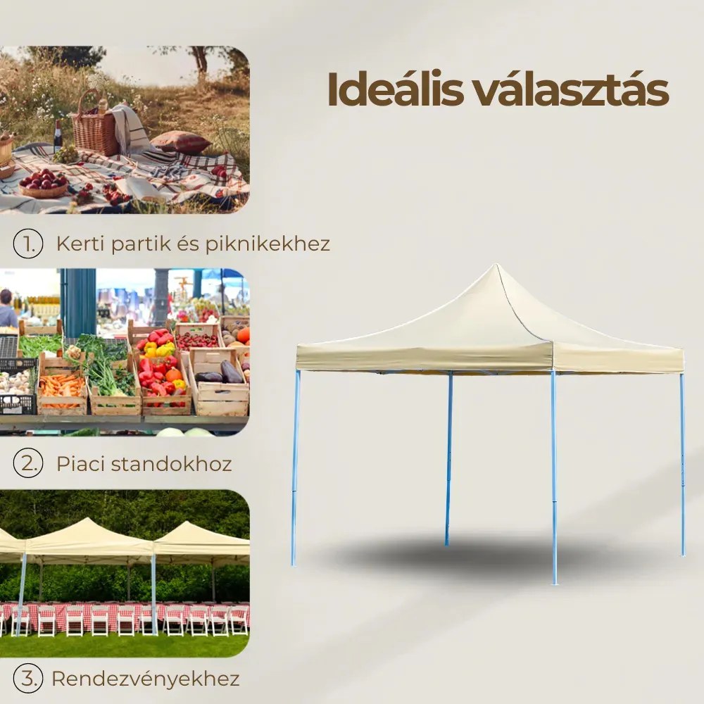 Összecsukható kerti pavilon 3x3 m bézs