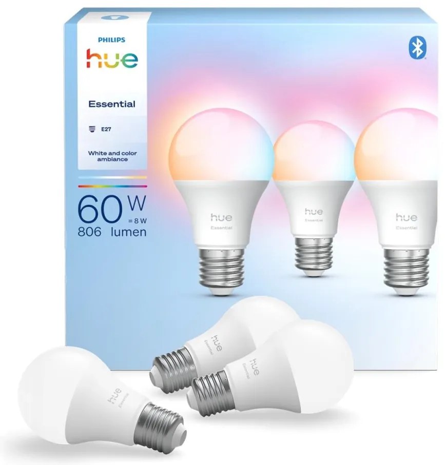 3 darabos csomag Philips Hue WACA dimmelhető LED izzó E27/8W/230V 2200-6500K