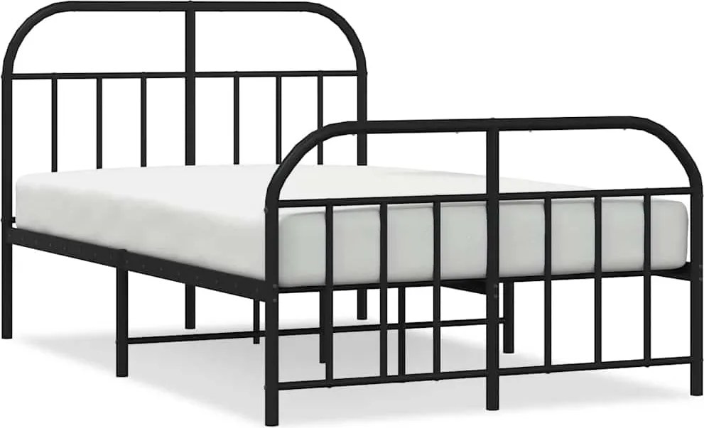 vidaXL fekete fém ágykeret fej- és lábtámlával 120 x 190 cm