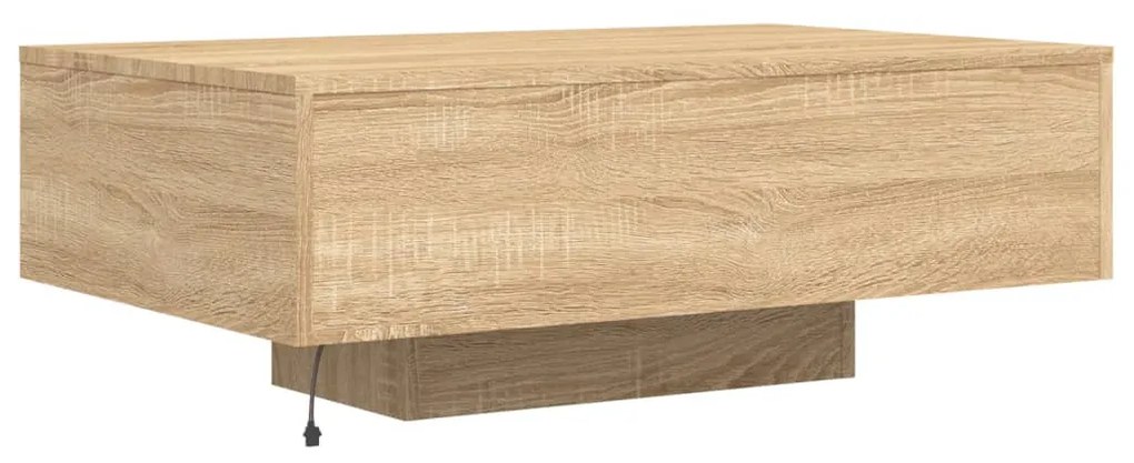 sonoma tölgy színű dohányzóasztal LED-lámpákkal 85 x 55 x 31 cm