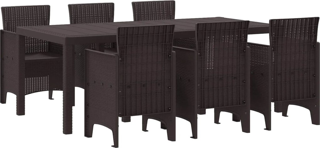vidaXL Kert étkező szett 7 pcs Barna Polipropilén