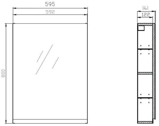 Cersanit S929-018 - MODUO fürdőszobai tükörszekrény 80x59,5 cm