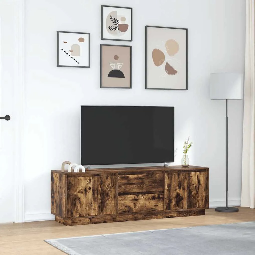 füstös tölgyszínű TV-szekrény LED-világítással 160,5x41x50 cm