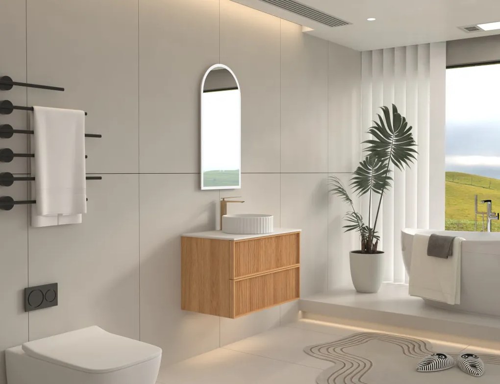 AREZZO design SAVONA 80 cm-es Fürdőszoba alsószekrény 2 fiók, tölgy