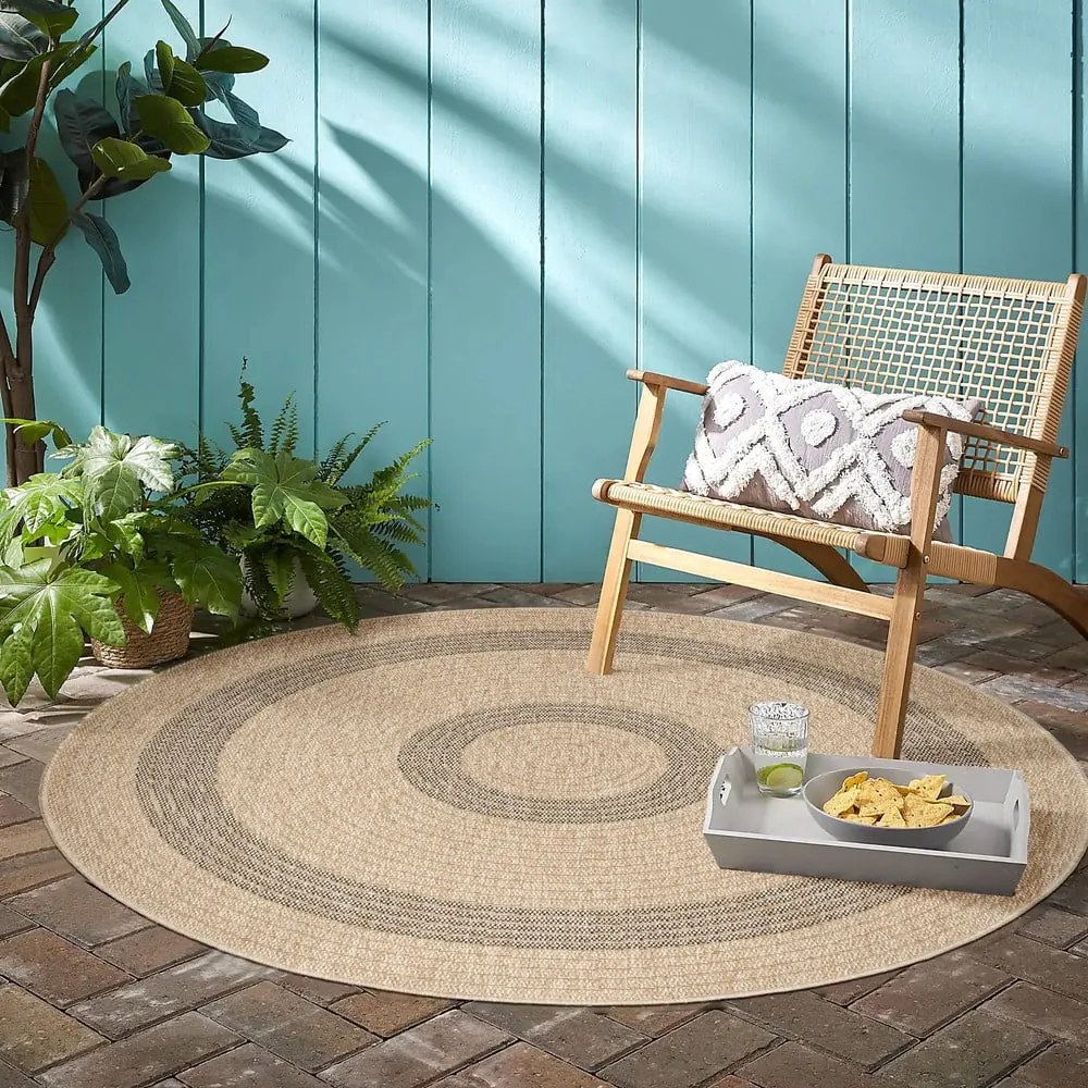 Fekete-bézs kerek kültéri szőnyeg ø 120 cm Comilla – Ayyildiz Carpets