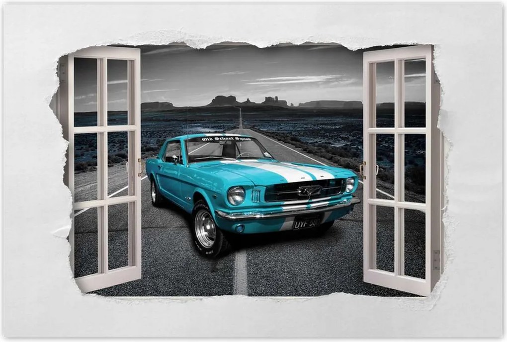 Poszterek 90x60 Türkiz Mustang Ablak