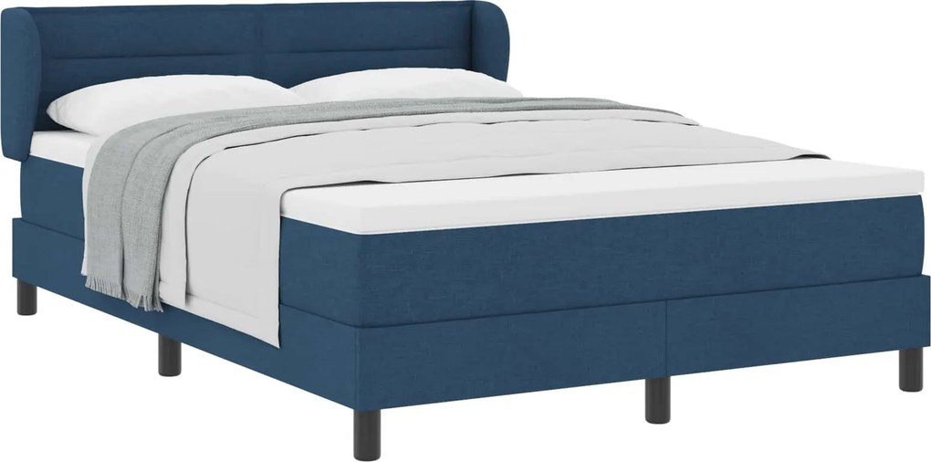 vidaXL Boxrugós ágy matracmal fejtámlával Kék 140 x 190 cm szövet
