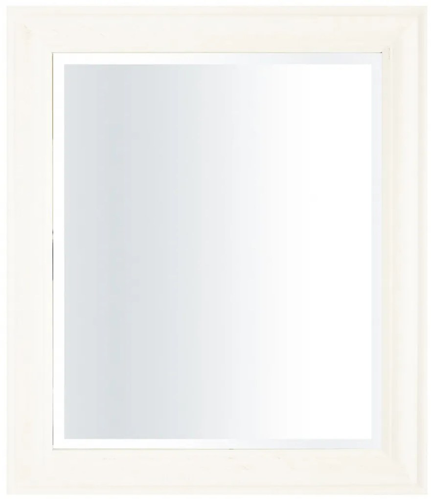 Élcsiszolt vintage fali tükör, letisztult fehér fa keretben 61x71x2,5cm