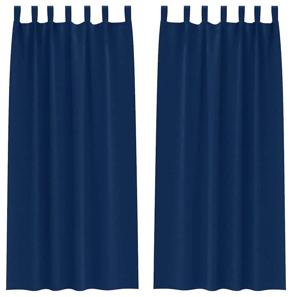 Függönyök függönyökkel 2 pcs Sötétkék 225 x 140 cm Poliészter