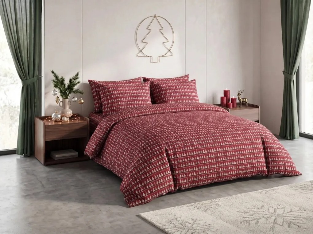 Pamut ágynemű BURGUNDY FÁK bordó színű Ágyneműhuzat mérete: 70 x 90 cm | 140 x 220 cm