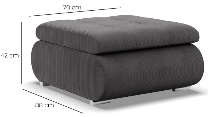 Tokio puff, kordbársony, szürke