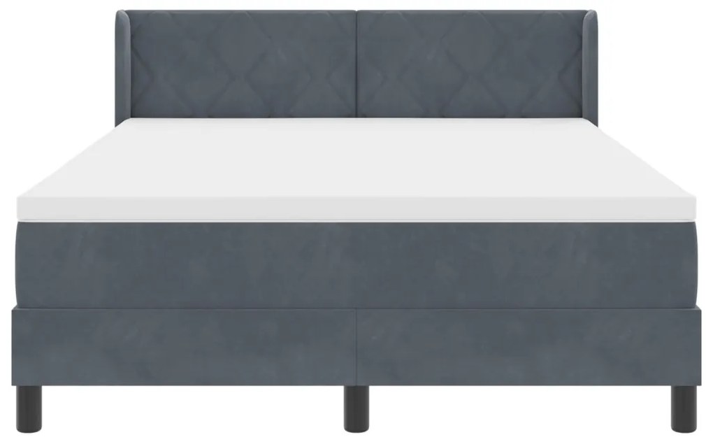 Boxspring Ágy Matrac nélkül Sötétszürke 160x200 cm Bársonyos