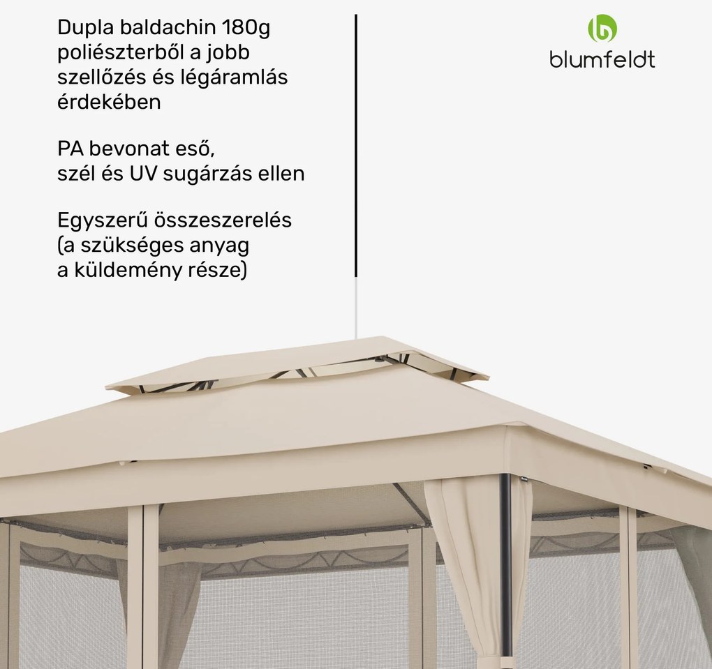 Mondo Dual pavilon 3x4 dupla tetővel és szúnyoghálóval