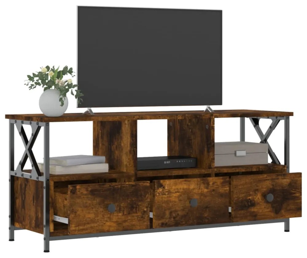 sonoma tölgy színű szerelt fa és vas TV-szekrény 102x33x45 cm