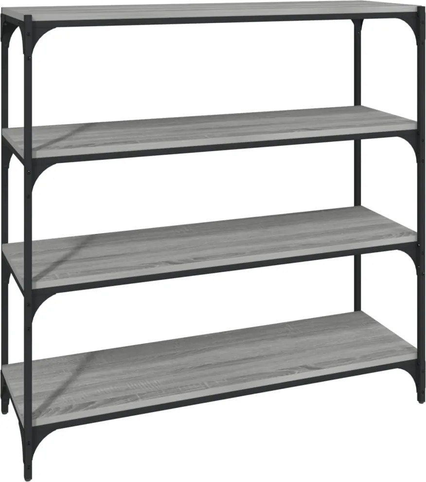 vidaXL szürke sonoma színű szerelt fa/acél könyvszekrény 100x33x100 cm
