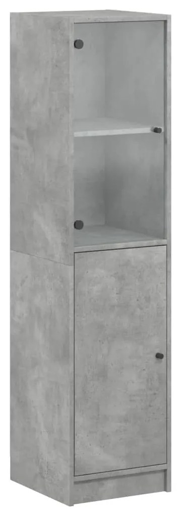 betonszürke magasszekrény üvegajtóval 35 x 37 x 142 cm