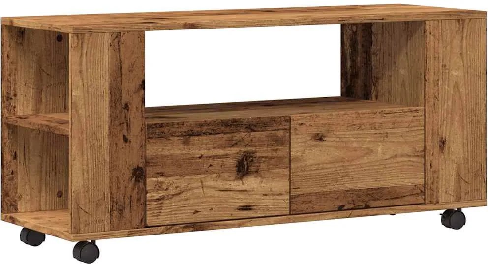 vidaXL antik fa színű szerelt fa TV-szekrény kerekekkel 102x34,5x43 cm