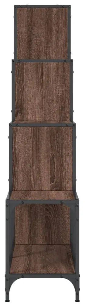 barna tölgy színű szerelt fa és fém könyvszekrény 122x30x132 cm