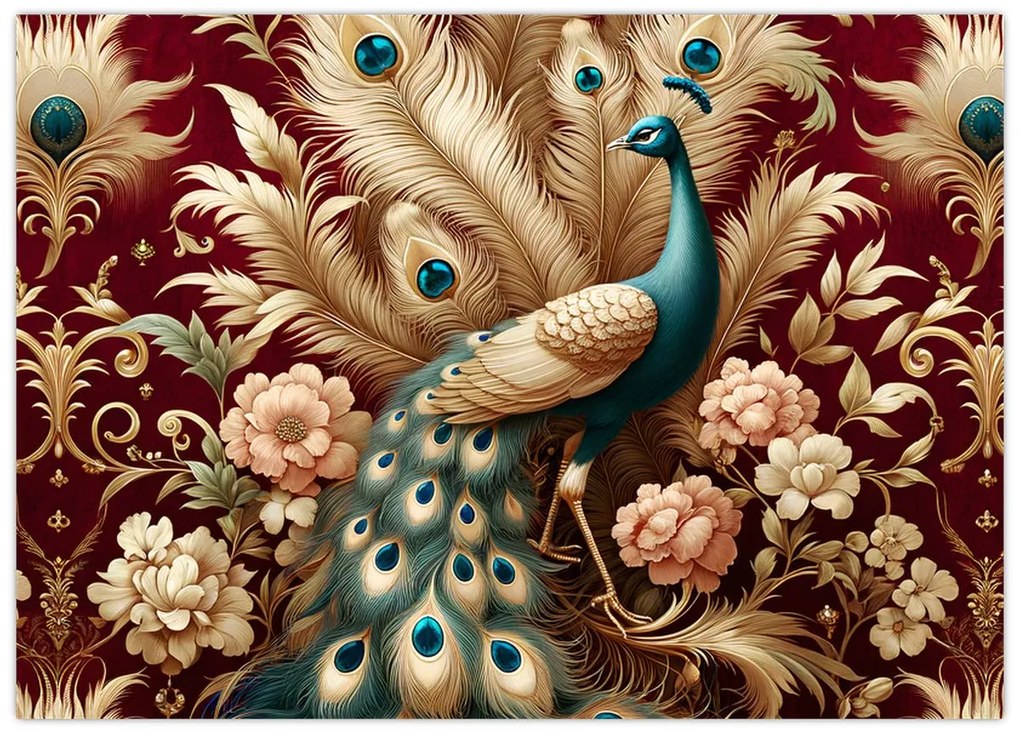 Kép – Elegáns páva (70x50 cm)