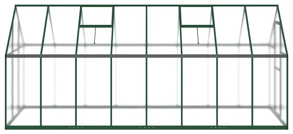 zöld alumínium melegház alapvázzal 445x169x195 cm