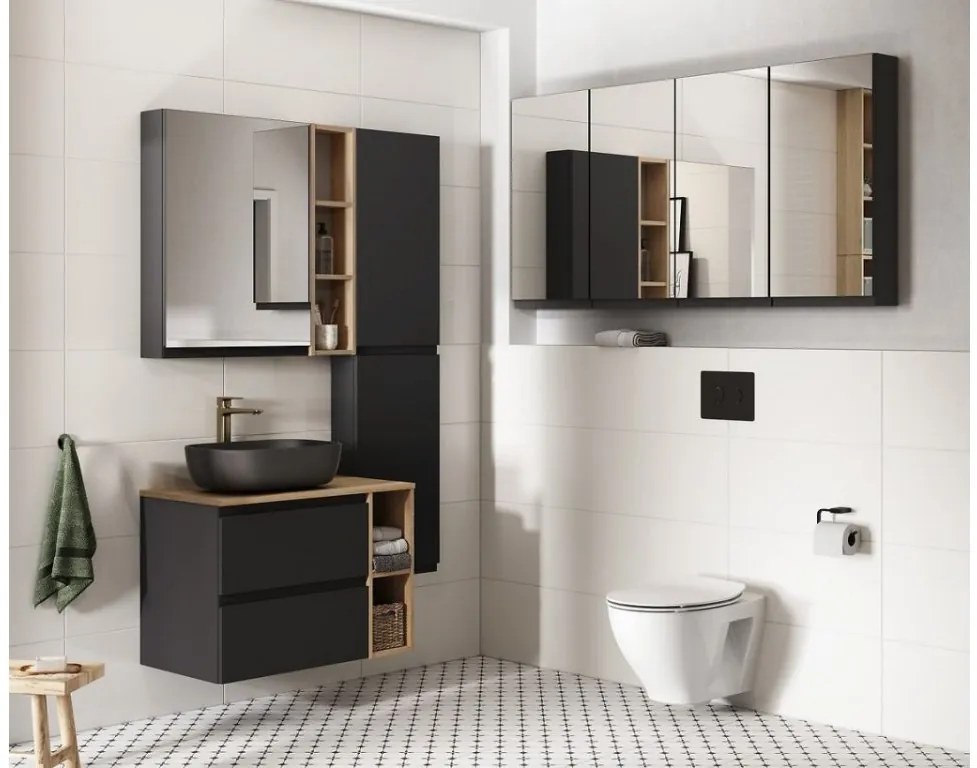Cersanit Moduo Slim, falra akasztható mosdószekrény 80x38x57 cm, antracit matt, S590-089