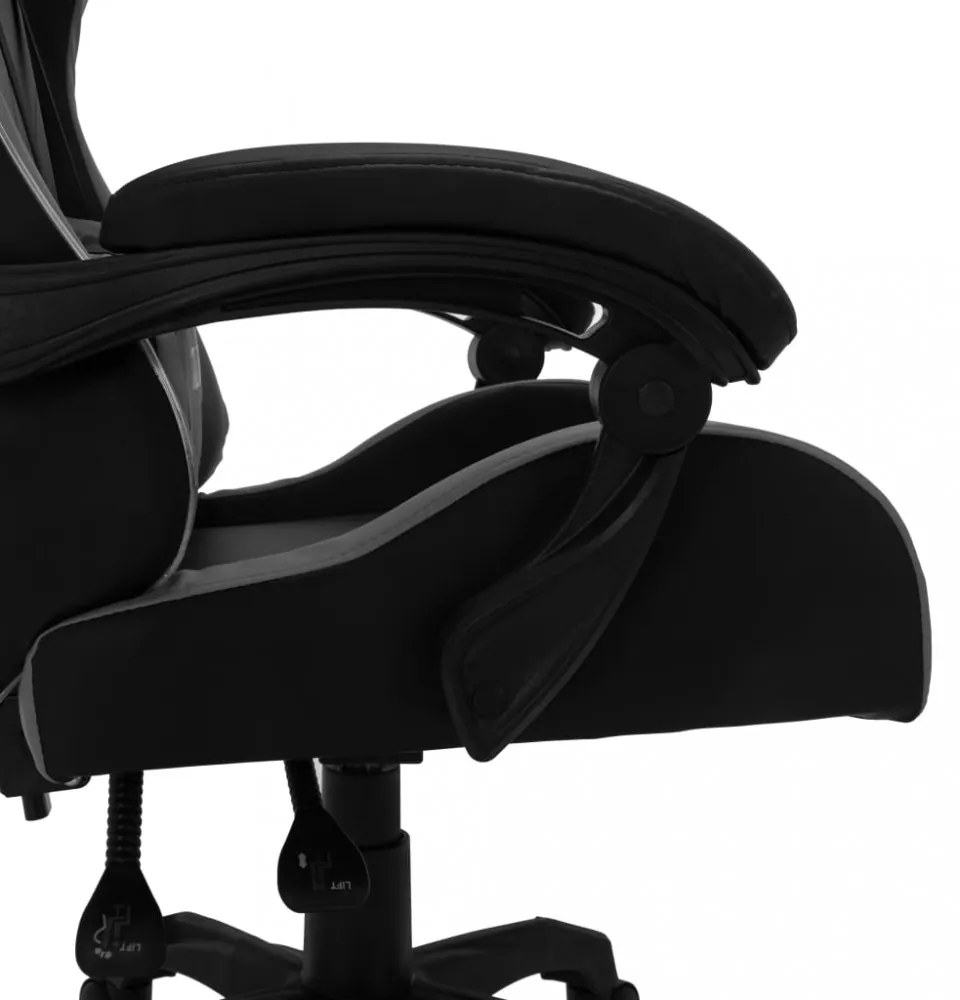 szürke és fekete műbőr versenyszék RGB LED-világítással