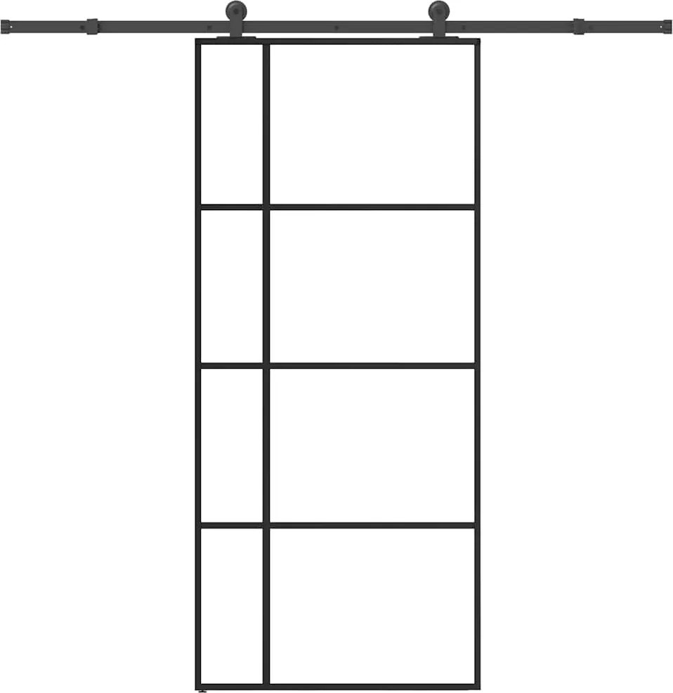 vidaXL ESG üveg és alumínium tolóajtó fémszerelvény-szettel 90x205 cm