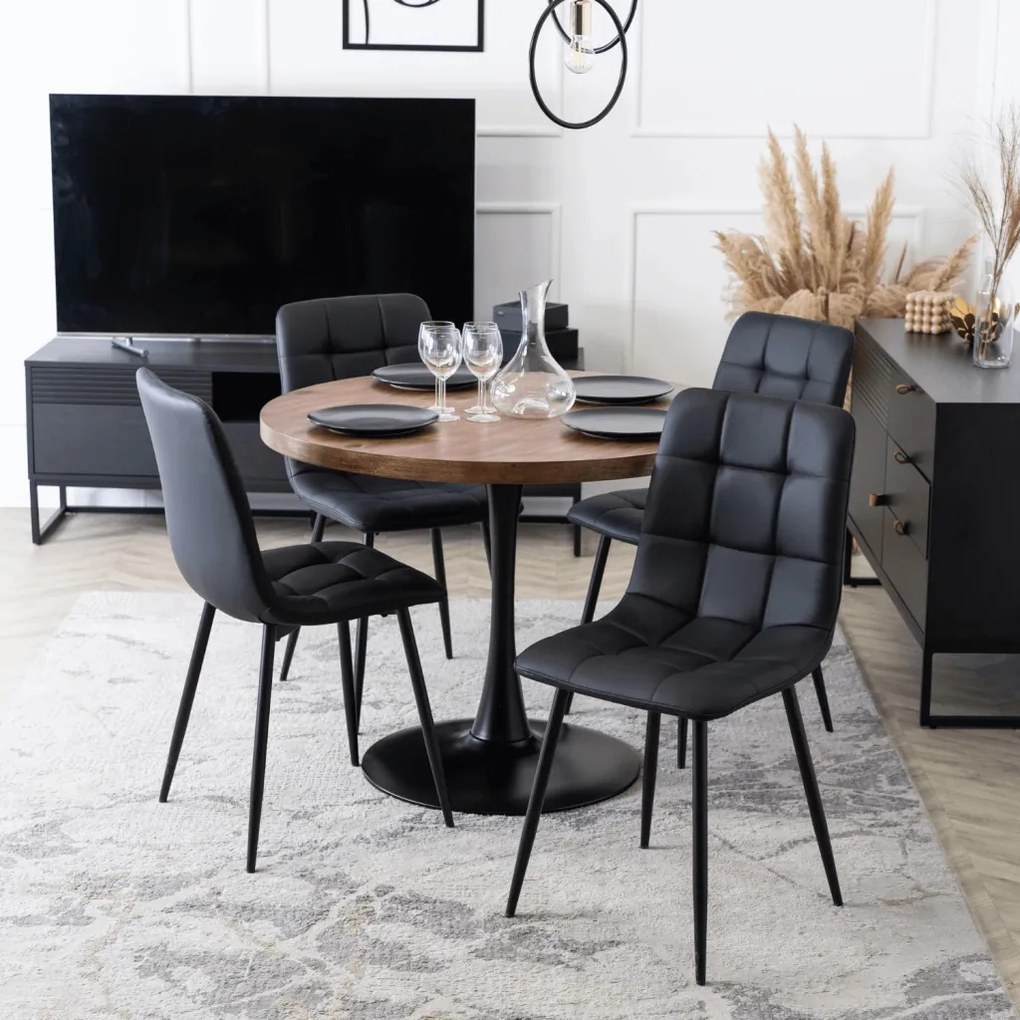 Stół LINO 100 cm Dąb Rustykalny/Czarny